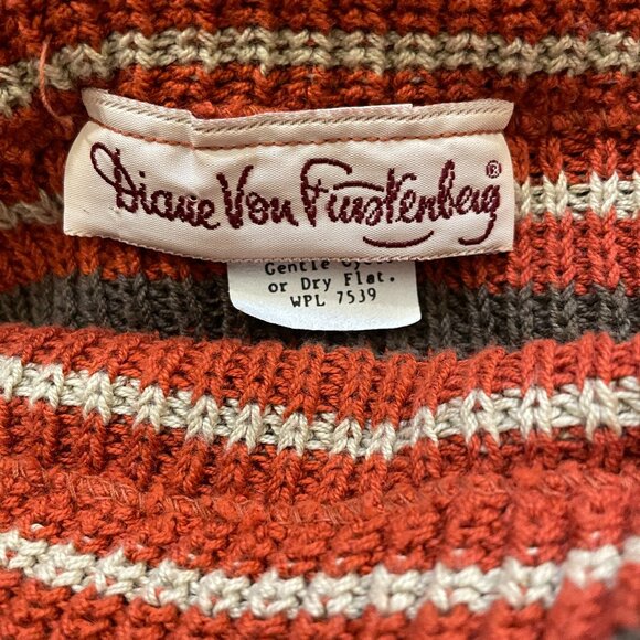 Vintage Diane Von Furstenberg Striped Cotton Sweater in Women's Large - Picture 3 of 8
